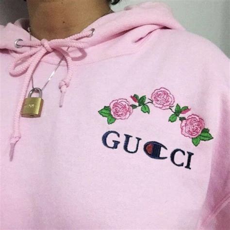 gucci champion rose hoodie pink|Gucci hoodie original price.